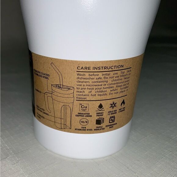 NEW Hydraflow Capri White 40 Tumbler Straw Handle Stainless Water Cold Hot Drink - Picture 10 of 16